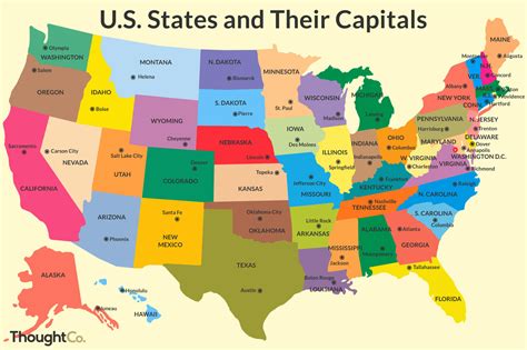 Map of United States and Capitals